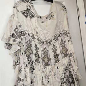 Roberto Cavalli Cream and Black Patterned Mini Dress